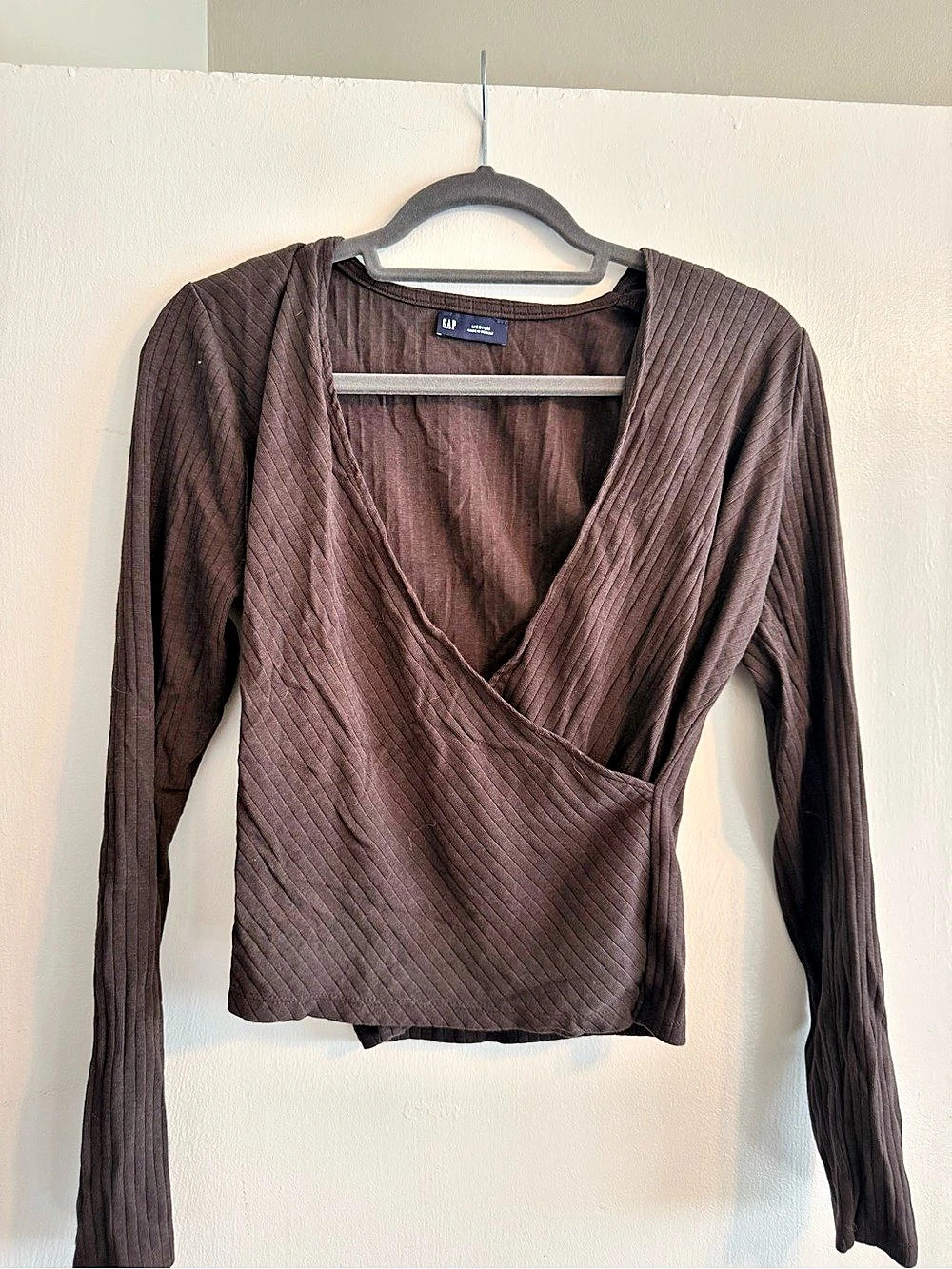 Gap Wrap Front Long Sleeve Brown Size Medium Like New
